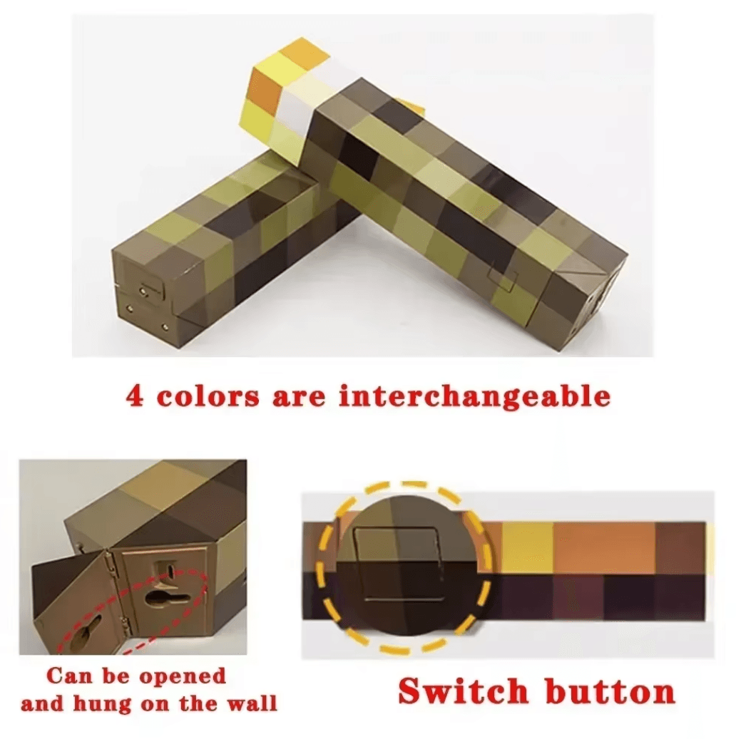 Minecraft Torch Lamp l Real-Life Minecraft Decor l LED Minecraft Light for Fans - The Night Market