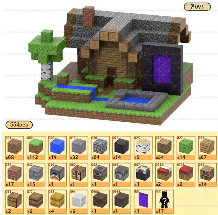 Minecraft Magnetic House Building Kit | 554PCS Survival Base with Nether Portal | DIY Magnetic Blocks for Kids & Collectors | Creative Minecraft Gift - The Night Market