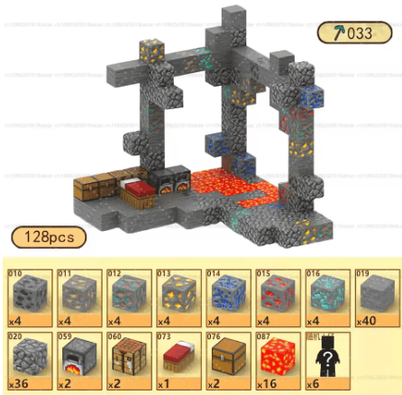 Minecraft Cave Mining Set | 128PCS Underground Ore Adventure | Build Your Own IRL Survival Mine with Lava & Treasure - The Night Market