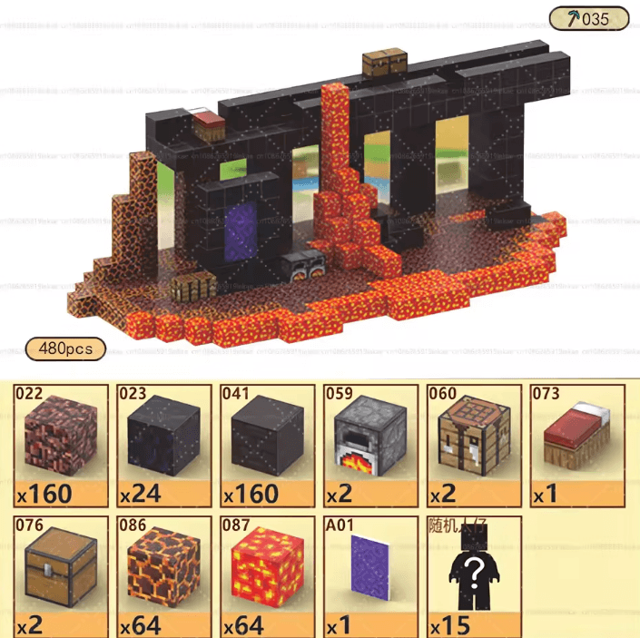 Minecraft Nether Portal Set | 480PCS Lava-Filled Obsidian Gateway | Build Your Own IRL Nether World - The Night Market