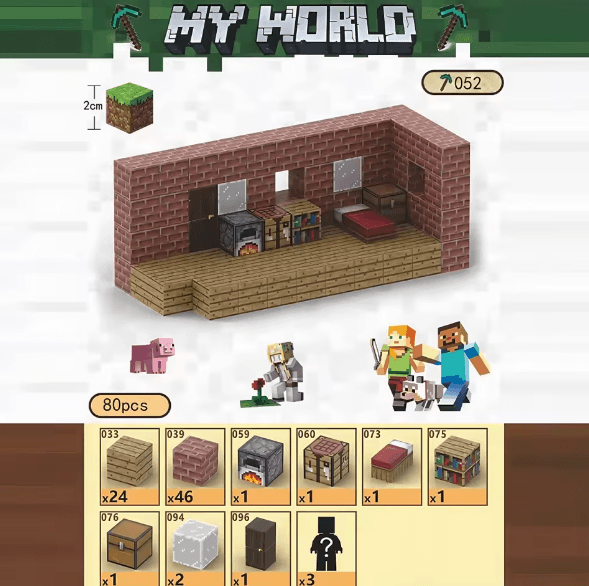 80PC Minecraft Brick House Set | Cozy Survival Base - The Night Market