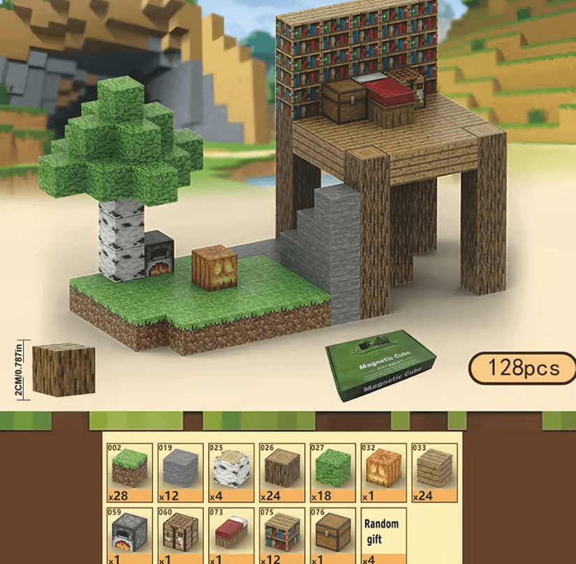 🌳 Minecraft Treehouse Hideout – 128pcs Elevated Survival Base with Bookshelves & Campfire - The Night Market