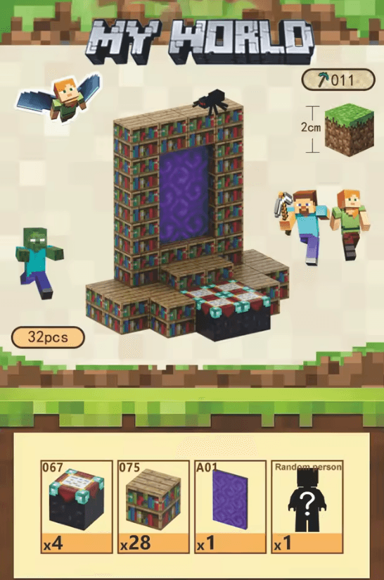 📖 Minecraft Enchantment Portal Set – 32pcs Magic Bookshelf Build - The Night Market