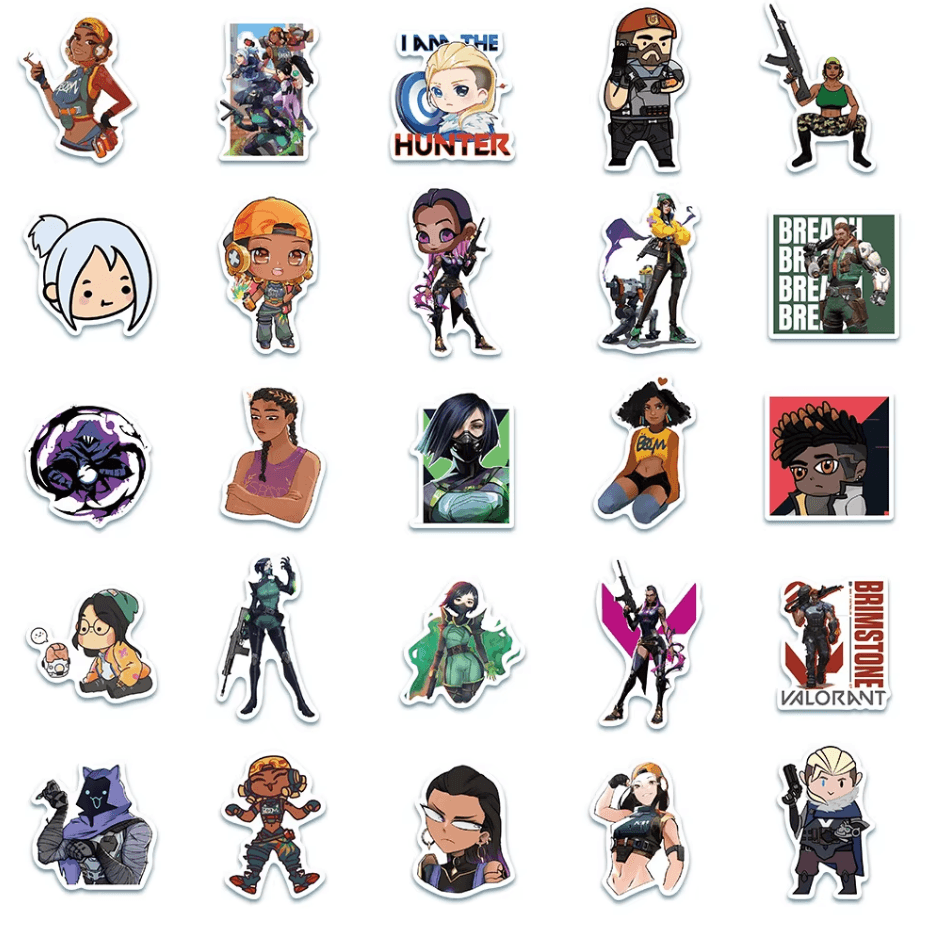 Mystery Valorant Agent Sticker Pack – 50+ Random Stickers Inspired by All Agents🎯 - The Night Market