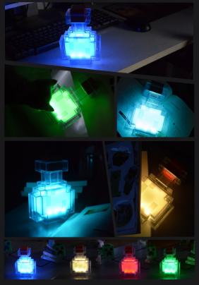Minecraft Medicine Bottle LED Light – Pixel Potion Lamp for Gamers, Desk Decor & Collectors