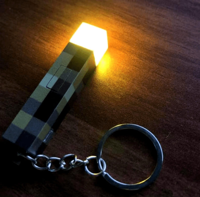 Minecraft Chain Led Minecraft Torch Lamp Keychain l LED Minecraft Accessory l Real-Life Mi ...