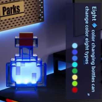 Minecraft Medicine Bottle LED Light – Pixel Potion Lamp for Gamers, Desk Decor & Collectors