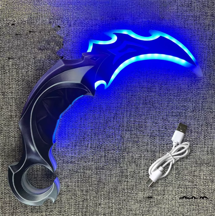 LED Valorant Karambit – Real-Life Glow-in-the-Dark Knife Replica | Night Market Cosplay & Gaming Collectible