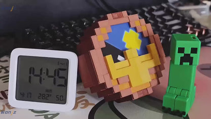 Minecraft Pixel Clock – 24-Hour High-Quality 3D Printed Trend Clock for Wall or Desk Décor